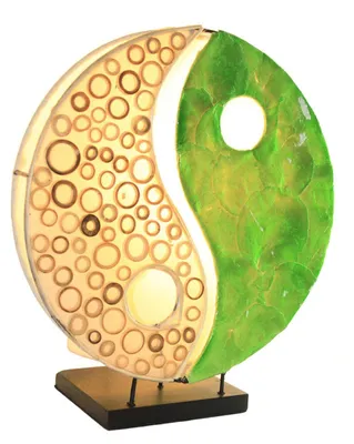 Produktbild von Tischlampe Ying Yang Grün 30cm Capiz Bambus Handarbeit