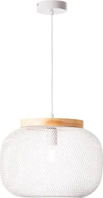 Produktbild von Giada Pendelleuchte, E27, Durchmesser 39 cm, weißes Metall und Holz, Brilliant