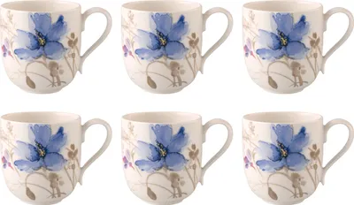 Produktbild von Villeroy & Boch Mariefleur Gris 6er Set Becher, Tassen mit Henkel für 350ml