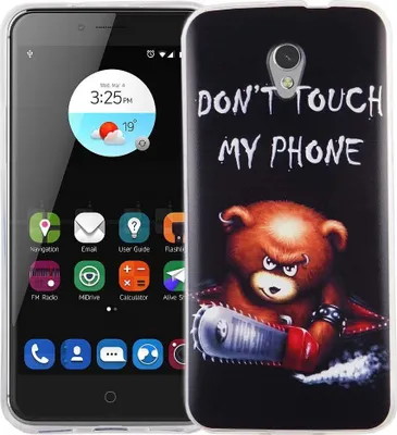 Produktbild von Handy Hülle für ZTE Blade V7 Cover Case Schutz Tasche Motiv Slim Silikon TPU Schriftzug Bär mit Kettensäge