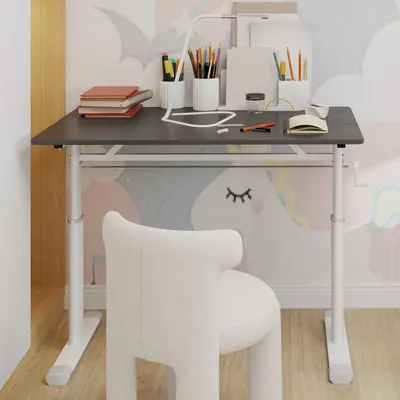 Produktbild von Höhenverstellbarer Schreibtisch für Kinder und Erwachsene – 100 x 60 x 90 cm, Grau