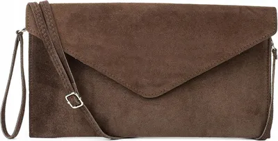 Imagen del producto de Clutch de ante italiano, bolso formal, clutch de cuero natural
