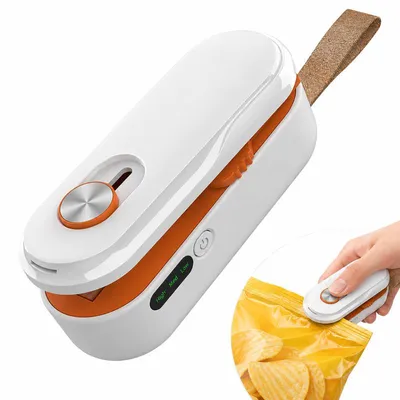 Produktbild von Vakuumiergerät, Beutelverschweißer für Lebensmittel, 2-in-1 Folienschweißgerät, 3 Temperaturstufen, Wiederaufladbar, Tragbar, Für Snack- und Gefrierbeutel