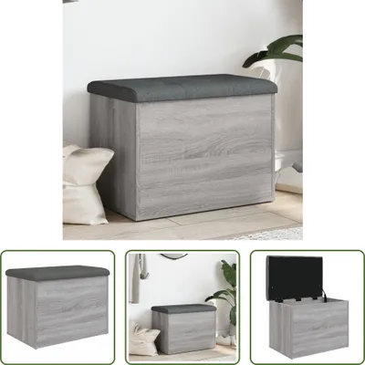 Imagen del producto de Banco con espacio de almacenamiento de la marca Living Store, color gris Sonoma, dimensiones 62x42x45 cm, fabricado en material de madera