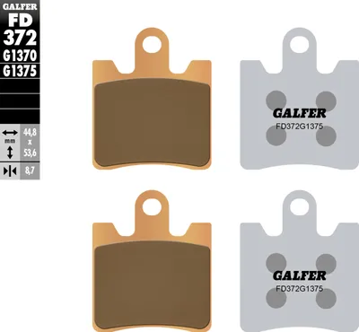 Immagine prodotto di Set pastiglie freno Galfer 2x FD372G1375 in metallo sinterizzato SPORT anteriori per Yamaha XV A Midnight Star, Triumph Trophy SE FJR 1215 - 1900 cc, anno di costruzione 2006 - 2021