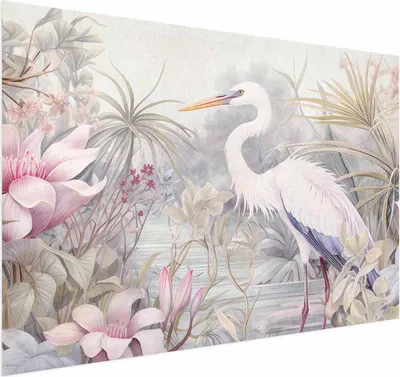Produktbild von Posterpapier Poster - Heron Wading in a Pond - illustration in light colors 60x40 cm Tiere g-C-10155-ao-a
