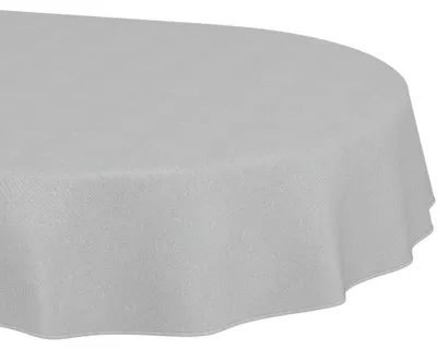 Produktbild von Tischdecke 140x220cm Oval Hellgrau DanceDirty abwaschbar Leinenoptik wetterfest Falschuni Modern mit Saumkante