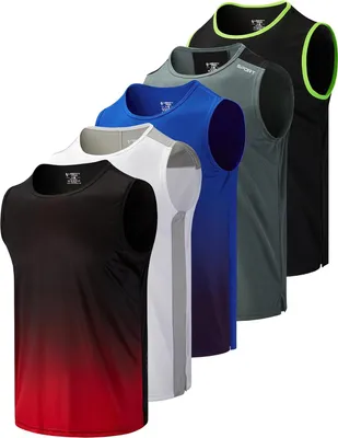 Produktbild von T-Shirts ohne Ärmel mit Rundhalsausschnitt für Herren, 5er-Set