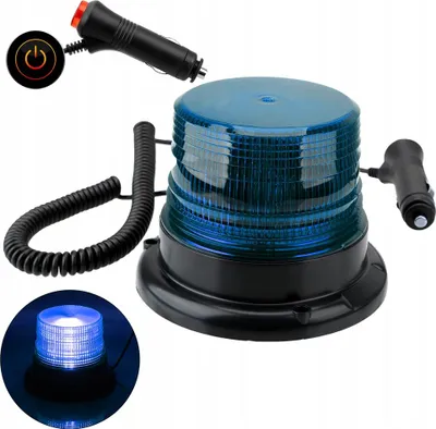 Obrázek produktu pro Pražící lampa LED, modrý indikátor, výstražný spínač, magnet, 12 V - 80 V