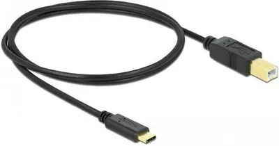 Imagen del producto de Delock - Cable USB - 24 pines, conector USB-C (macho) a USB Tipo B (macho) - USB 3.1 - 1 metro - Negro