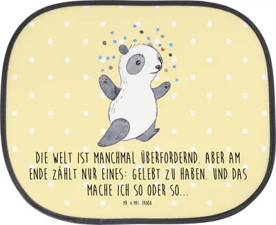 Produktbild von Mr. & Mrs. Panda Sonnenschutz für Auto Panda Bipolar - Gelb Pastell - Geschenk, Sonnenblende, Autoscheiben, Fürs, Fenster, Bipolare Störung