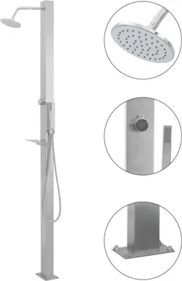 Produktbild von Edelstahl Duschpaneel Silber 10 x 6,5 x 210 cm mit Regendusche und Handbrause
