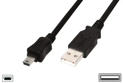 Obrázok produktu pre Digitus USB 2.0 kábel A - mini B (mini usb) 1,8 m