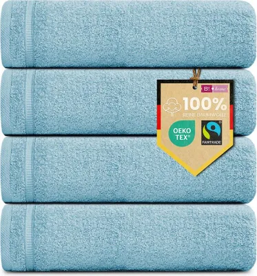Produktbild von 4er Set Gästehandtücher Plain hellblau 30x50 : 30x50 : Hellblau