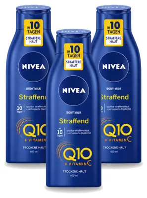 Immagine prodotto di 3 confezioni di crema corpo NIVEA Q10 Energy+, rassodante, 400 ml ciascuna, confezione