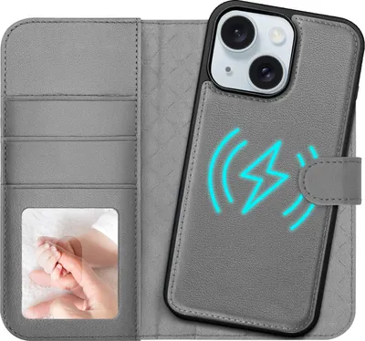 Obrázek produktu pro magnetické peněženkové pouzdro 2v1 na mobilní telefon pro iPhone 15 kryt RFID, odnímatelný magnetický kryt, kompatibilní s MagSafe, nárazuvzdorné pouzdro s okénkem na fotografii