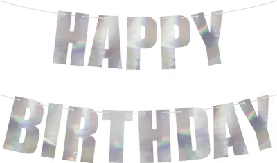 Produktbild von Oblique Unique Happy Birthday Girlande silber irisierend Deko Banner für Kinder Geburtstag Dekoration