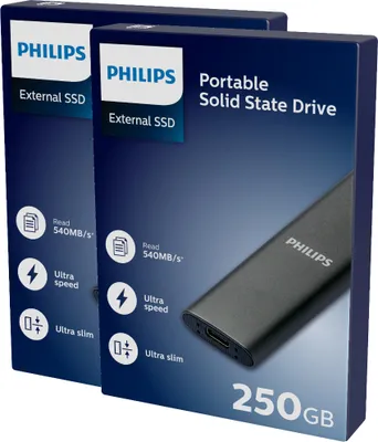 Produktbild von Philips - ssd philips extern 250gb usb-c grau | 2 stück
