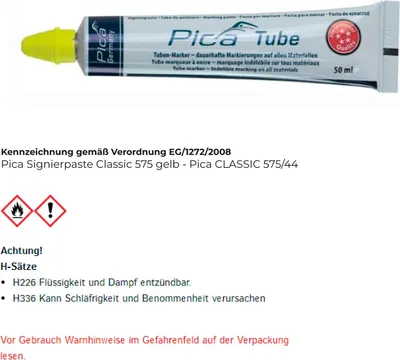 Produktbild von Pica Signierpaste Classic 575 gelb Tube 50 ml