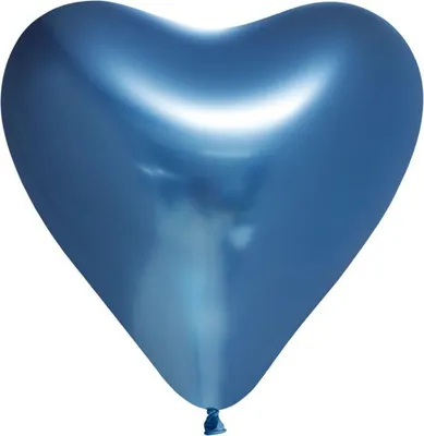 Produktbild von 6 Chrome Herz Luftballons in Blau Spiegelballons 30 cm