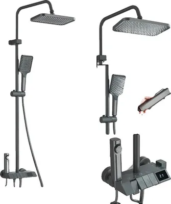 Immagine prodotto di Sistema doccia, soffione a pioggia, display digitale della temperatura, grigio digitale