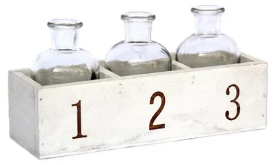 Imagen del producto de Soporte de madera con capacidad para 3 botellas de vidrio, de 10 cm de altura