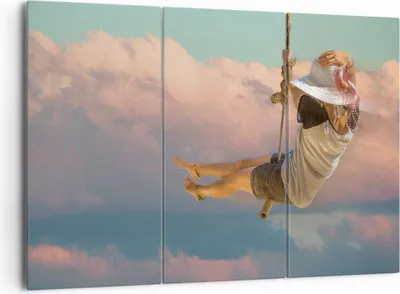 Produktbild von Bild auf Leinwand - Leinwandbild - 3 Teile - Schaukeln Seil Himmel - 165x110cm - Wand Bild - Wanddeko - Wandbilder - Leinwanddruck - Bilder - Wanddekoration - Leinwand bilder - CE165x110-4259