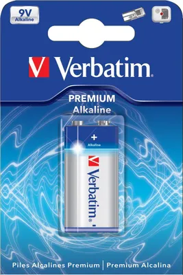 Obrázek produktu pro Verbatim Alkalické baterie 9V, Baterie na jedno použití, Alkalický, 9 V, 1 kusů, Vícebarevný, 46 g