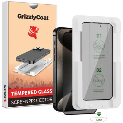 Produktbild von GrizzlyCoat AlignPro AntiSpy Panzerglas Displayschutz für iPhone 15 Pro Max - Blickschutz