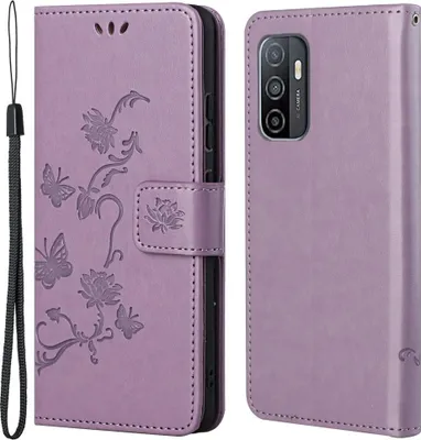 Produktbild von Samsung Galaxy A33 Hülle - Coverup Blumen & Schmetterlinge Klapphülle - Lila