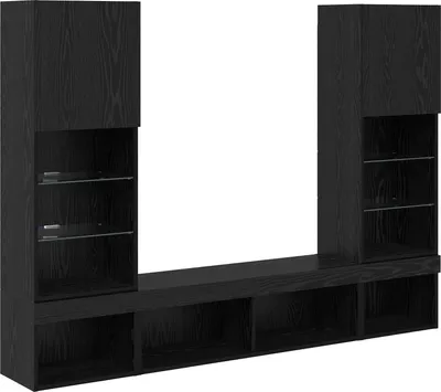 Zdjęcie produktu dla vidaXL RTV stojaki ścienne z podświetleniem LED, 5 sztuk, czarny, imitacja dębu