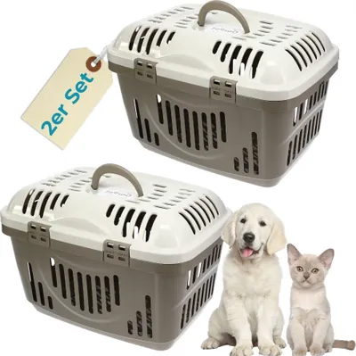 Produktbild von 2er Set Katzentransportbox Oben Öffnen Open Top Stressfrei Dachöffnung Hundetransportbox Hunde Katzen Kleintier Transport Box Transportbox