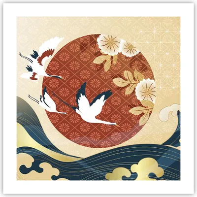 Produktbild von Poster - Poster ohne Rahmen - Reiher Sonne Meer - 50x50 cm - Wand Bild - Wanddeko - Wandbilder - Kunstposter - Wandposter - Bilder - Kunstdruck - Wanddekoration - Wandbild - P2XAC50x50-4821