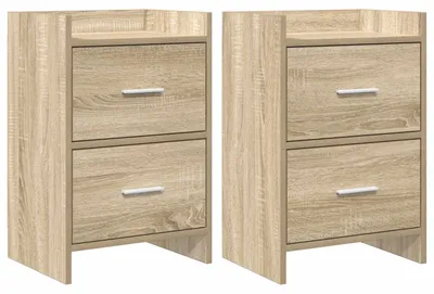 Immagine prodotto di Due comodini in legno effetto rovere Sonoma, dimensioni 40 x 30 x 60 cm
