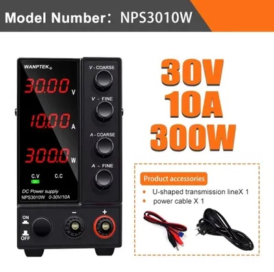 Image de Alimentation de laboratoire - NPS3010W : Alimentation continue de laboratoire - 30V 10A 300W - Tension et courant réglables - 4 potentiomètres - Prise secteur 220V (UE)