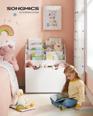 Zdjęcie produktu dla SONGMICS Regał na książki Regał dla dzieci Skrzynia na zabawki Regał do przechowywania z kółkami