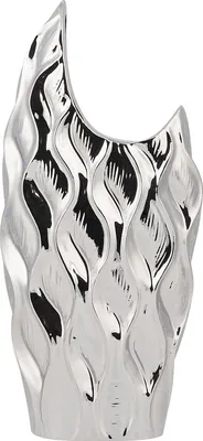 Zdjęcie produktu dla BELIANI Wazon dekoracyjny srebrny kamionkowy 35 cm stołowy na kwiaty dekoracja styl art-deco glamour