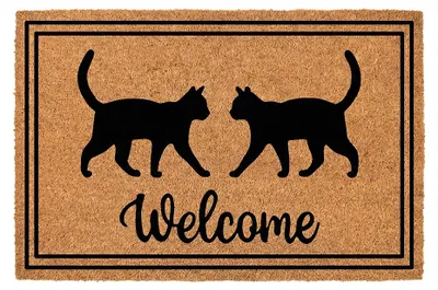 Productafbeelding van Clayre & Eef deurmat bruin, kokosvezel, met kattenmotief