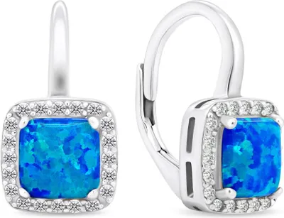 Image de Boucles d'oreilles élégantes en argent avec opales synthétiques EA366WB