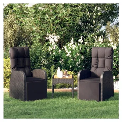 Produktbild von Gartenliegestühle 2 Stück mit Auflagen aus Poly Rattan, Gartensessel (Schwarz)
