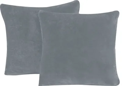 Produktbild von 2er Set Teddy Plüsch Kissenbezug Kissenhülle Kopfkissenbezug Uni kuschelig warm, Größe:50x50 cm, Farbe:anthrazit