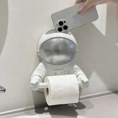 Produktbild von Elzusha – Toilettenpapierhalter im Cartoon-Design mit Astronautenmotiven – Kreative Wandhalterung für das Badezimmer