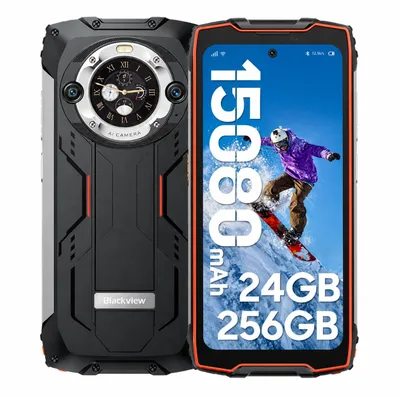 Image de Smartphone d'extérieur Blackview BV9300 Pro (36 Go + 256 Go) sans abonnement, écran arrière de 6,7 pouces FHD+ 120 Hz, 1,32 pouces, batterie de 15 080 mAh 33 W, 64 MP + 32 MP, NFC