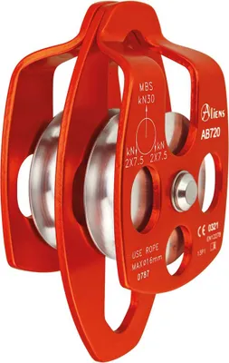 BIG DOUBLE PULLEY OPEN Umlenkrolle von Aliens; rot; für Klettern; geeignet für Seile bis 16 mm.