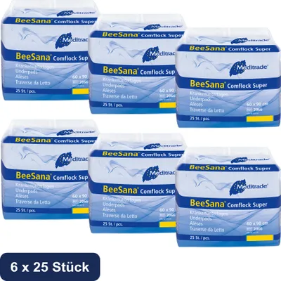 Produktbild von Meditrade- BeeSana® Comflock Super - Bettunterlagen 60x90cm - 6x25 Stk.