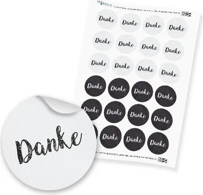 Produktbild von 24 x itenga Sticker „Danke Vintage Papier Mix“ (Motiv 73)