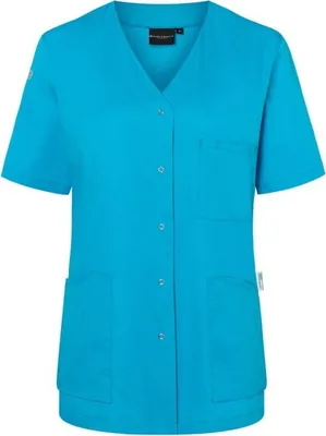 Produktbild von KARLOWSKY Damen Kasack ESSENTIAL Kurzarm V-Neck Modern-Fit Pazifikblau 54