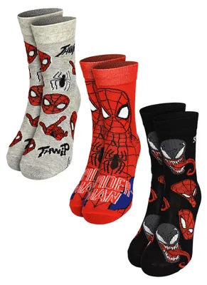 Produktbild von Marvel Spiderman Socken für Herren - Männer Strümpfe (3er Pack) Rot/Schwarz/Grau 39-42
