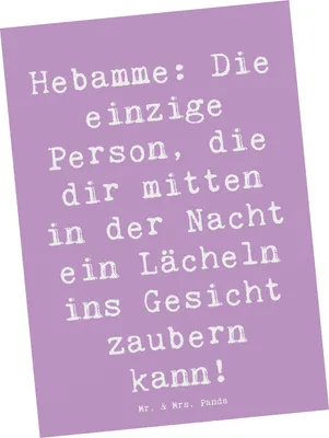 Produktbild von Mr. & Mrs. Panda Postkarte Spruch Hebamme Lächeln - Lavendeltraum - Geschenk, Grußkarte, Ansichtskarten, Berufe, Berufsgestaltung, Fachkraft, Postkarten, einzelkarte