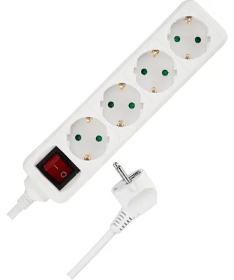 Immagine prodotto di Ciabatta multipresa 4 prese - Con interruttore - Protezione bambini - Cavo 1,4 m - Bianco